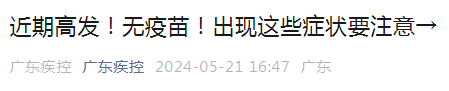 发热注意！无疫苗，已进入高发期